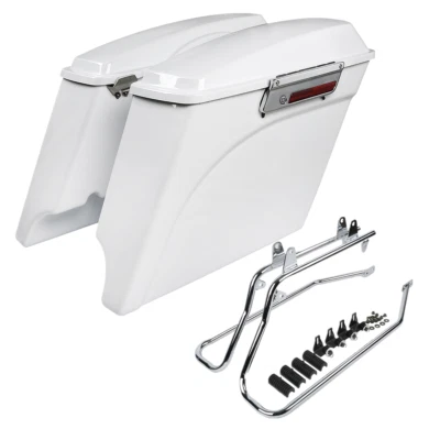 White 5" Stretched Saddlebags Conversion Bracket For Harley Softail Fatboy 84-17 - Image 1 of 4