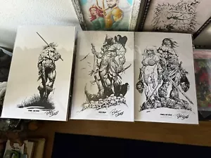3 Conan Death Dealer Bart Sears Fantasy Art Print Set 17x11in Lot SIGNED - Picture 1 of 4