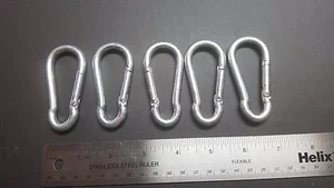 Lot of 5 - ZP Steel Carabiners / Snap Hook - 1/4" Dia x 2-1/2" L x 1-1/4" W - Picture 1 of 2