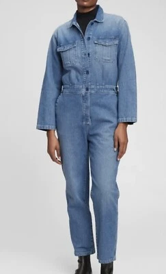 Mono para mujer Gap talla 6 utilitario mediano índigo denim azul con cinturón Foto 1 de 4