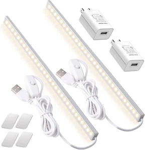 Pack of 2 USB Powered LED Light Bar For Under Cabinet & Closet, AC Plug Included - Picture 1 of 7