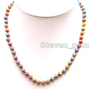 SALE Charming 8mm Red Round zebra stripe agate 17" Necklace -nec5633 - Picture 1 of 5