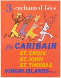 PÓSTER DE COLECCIÓN IKE FLY CARIBAIR 1960 - Imagen 1 de 1