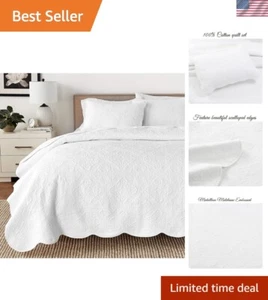 2 Stück Twin Tagesdecke Set - 100% Baumwolle Matelasse Quilt & Sham für alle Jahreszeiten - Bild 1 von 8