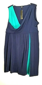 Daisy Fuentes Womens Navy & Teal Sleeveless Dress XL 18 20 NWT New - Picture 1 of 6