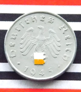 GERMAN Coin 1945 A 10 REICHSPFENNIG Zinc SWASTIKA 3rd Reich WW2 +RARE+ Pfennig - Picture 1 of 4