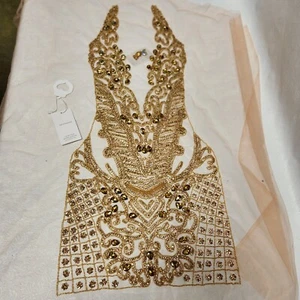 Applique corpetto Labellezalady Ricco Oro Strass Perline Fatto a Mano, Nuovo - Foto 1 di 3