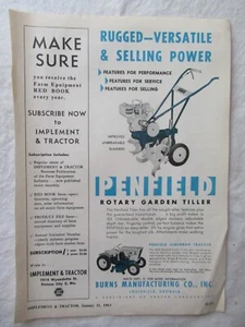 1963 Penfield Rotary Tiller and Lawn and Garden Tractor Print AD 8x11 - Picture 1 of 1