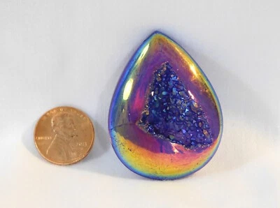 Cuarzo Druzy forma pera 45,61 mm morado, dorado, rosa y azul FLASHY Foto 1 de 4