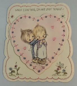Vintage Valentine Card Betsey Clark Cute Girls in Heart Hallmark Charmers Card