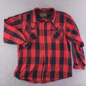 Trail Crest Shirt Mens XL Red Flannel Check Plaid Thick 100% Cotton Long Sleeve - Picture 1 of 9