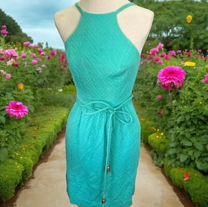 EUC An Original Milly of New York Dress Sz P 0-2 Green Halter Dress Open Back - Picture 1 of 3