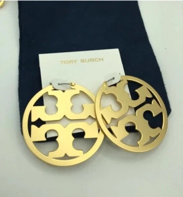 Tory burch Miller  Matte Gold Hoop Earrings 18K Gold-Plated  NEW - Image 1 of 2