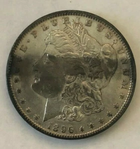 1896 TONED OBVERSE MORGAN SILVER DOLLAR - Picture 1 of 7