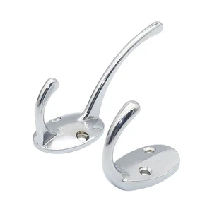 Single/Double Coat Hook Wall Door Hanger Rack Clothes Bathroom Towel Storage - Picture 1 of 16