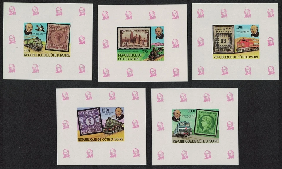 Trenes Costa de Marfil Centenario de la Muerte de Sir Rowland Hill De-Luxes 1979 MNH Foto 1 de 1