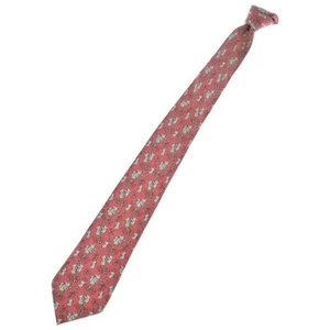 HERMES  Neck tie Red Pink Silk  Logo  japan seller N0126 47 Made in France - Picture 1 of 5