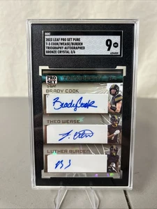 SGC 9! 2023 Pro Set Pure Brady Cook Theo Wease Luther Burden Triography Auto /6 - Picture 1 of 3