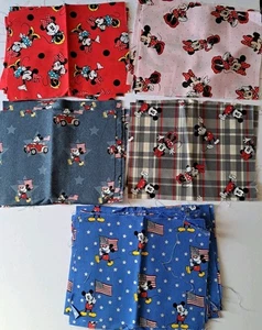 Set Minnie Mickey Mouse Disney Nähen Quilten Patchwork Baumwollstoff vorgeschnitten - Bild 1 von 2
