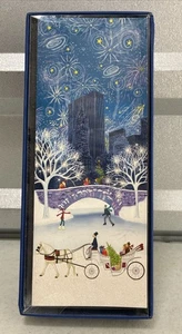 20 Glitzer Weihnachtskarten - Peter Pauper Press - Central Park NYC Skater - Bild 1 von 5