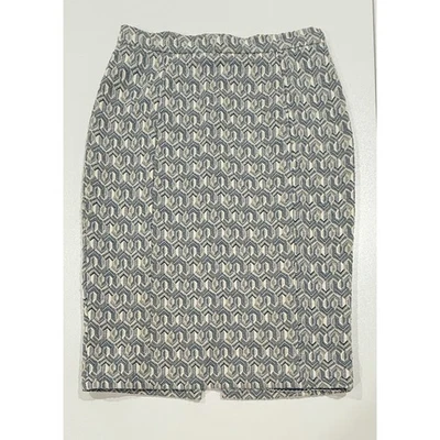 Saia lápis texturizada Anthropologie Maeve Emmy azul cinza tamanho pequeno (192) - Imagem 1 de 4