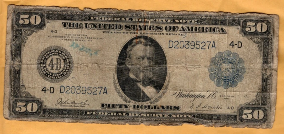 $50 Series 1914 Federal Reserve Note from Cleveland district Fr. 1038 - Image 1 of 2