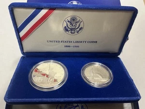 1986 S STATUE OF LIBERTY PROOF COMMEMORATIVE 2 COIN SET W/ OGP & COA - Picture 1 of 5