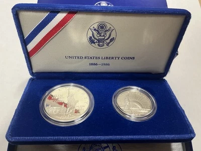 1986 S STATUE OF LIBERTY PROOF COMMEMORATIVE 2 COIN SET W/ OGP & COA - Image 1 of 4