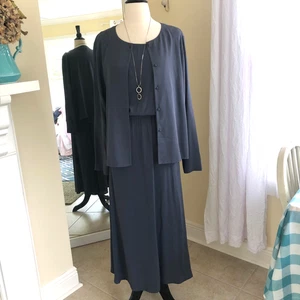 Eileen Fisher Silk Jacket Tank & Skirt Set Medium Luxury Minimalist Old Money - Picture 1 of 10