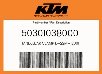 KTM Genuine Handlebar Clamp D=22Mm 2001 - 50301038000 Foto 1 de 4