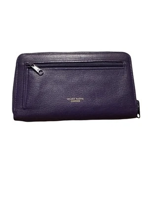 Cartera de viaje vintage de cuero de vaca napa de terciopelo púrpura Buxton para damas con cremallera Foto 1 de 4