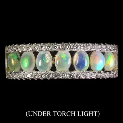 Anello in argento sterling 925 ovale opale di fuoco gemma naturale gioielli - Immagine 1 di 4