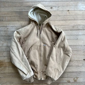 Giacca vintage Carhartt 1989 foderata con cappuccio piccola sbiadita abbigliamento da lavoro invecchiato vintage - Foto 1 di 7