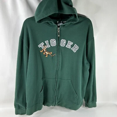 Винтажный Disney Tigger куртка женщин полный молнии толстовка с капюшоном свитер XL зеленый 90-х Y2K читать - Изображение 1 из 4
