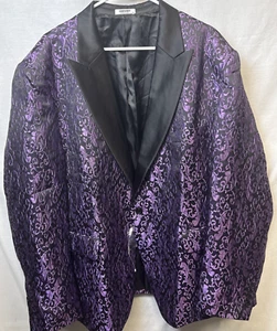COOFANDY✨Blazer✨Men's✨Black Purple Paisley Tuxedo Jacket✨NWT✨3XL✨NEW✨Prom - Picture 1 of 8