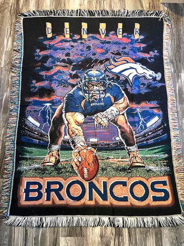 NFL Denver Broncos Football Blanket Throw The Northwest Company 61” X 44” Vtg Cover