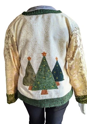 Chaqueta para mujer talla grande árbol de Navidad apliques de Papá Noel lentejuelas vacaciones feas Foto 1 de 4