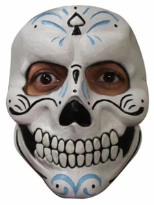DAY OF THE DEAD MISTER CATRIN PAINTED SKULL LATEX FACE MASK HALLOWEEN FUN - Picture 1 of 1