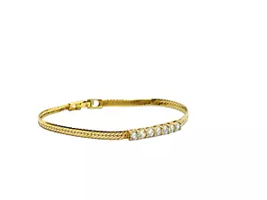 Gold-Plated Simulated Diamond Herringbone Bracelet - Picture 1 of 6