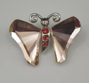 SWAROVSKI AUSTRIA CRYSTAL BUTTERFLY PIN BROOCH OLDER SWAN LOGO - Picture 1 of 6