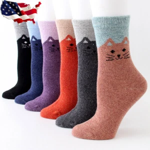5 pares de calcetines deportivos informales de lana cachemira gruesos cálidos suaves para gato invierno EE. UU. - Imagen 1 de 12