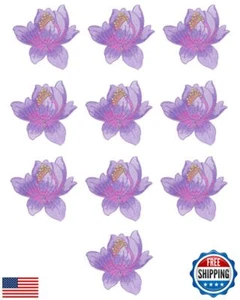 10 Pieces Blooming Lotus Embroidered Applique Orchid Flower Iron on Patches S - Picture 1 of 5
