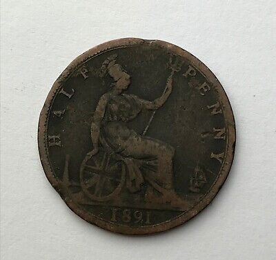 Dated : 1891 - Half Penny - 1/2d Coin - Queen Victoria - Great Britain • 4.31£