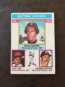 1975 A.L. BATTING LEADERS 1976 TOPPS BASEBALL #192 CAREW LYNN AND MUNSON - Picture 1 of 2