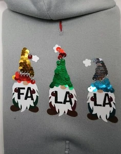 Perro Mascota Navidad FA LA LA Gnomos Sudadera con Capucha Lentejuelas Acentos XS Nuevo - Imagen 1 de 7