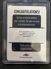 2023 Leaf Pop Century Metal Loren Brovarnik Auto Autograph Yellow PLATE 1/1