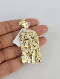 Real 10K Yellow Gold Jesus Head Pendant Charm Genuine 10Kt - Picture 1 of 6