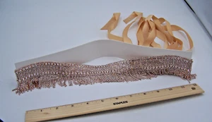 Rose Gold Tone Why Crystal Belt with Champagne Color Ribbon JTV Off Park - Picture 1 of 10