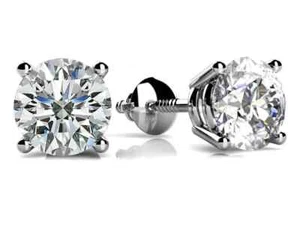 2.00 Ct G VS2 Round Cut Lab Grown Diamond Stud Earrings 14k Screw Backs - Picture 1 of 2