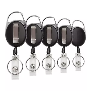 5x Badge Reel Pull Keychain Retractable ID Holder Security Card Identity Clip - Picture 1 of 12